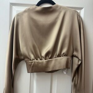 NWT- Elegant Satin Effect Tan Women's Top
